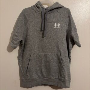 Under Armour Men's UA Rival Fleece Short Sleeve Hoodie in heather grey - Size M